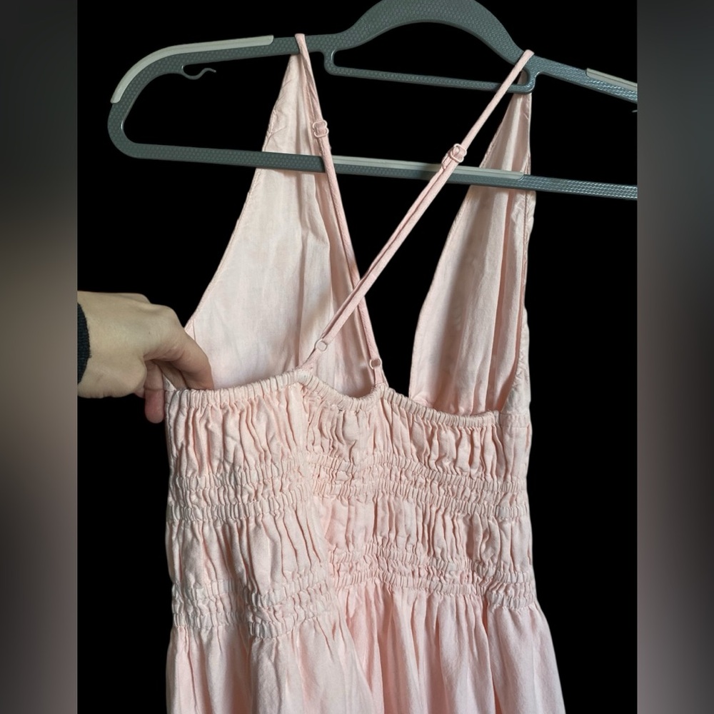 Future Collective Women's Eyelet Maxi A-Line Dress Pastel Pink Size XS - Picture 6 of 13